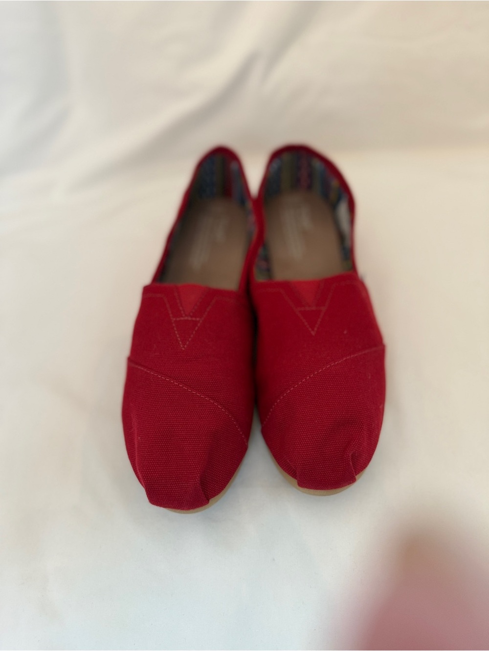 Toms Red Canvas Slip-On Moccasins